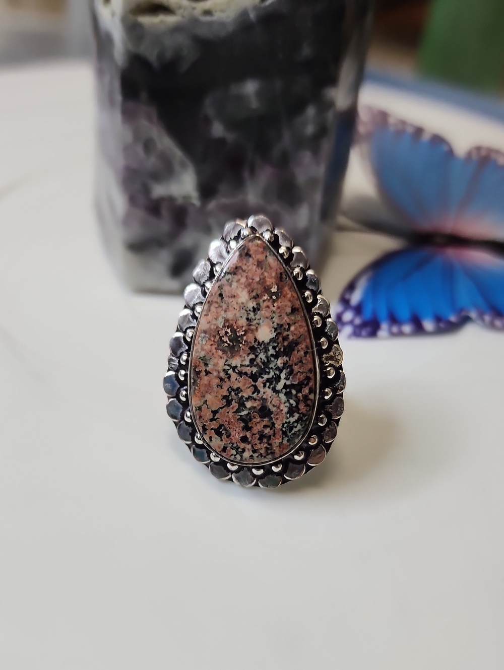 Teardrop Jasper Statement Ring
